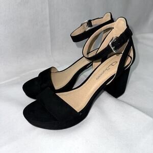 CL by Laundry Chinese Laundry Black Platform Sandals Ankle Strap Chunky size 8.5